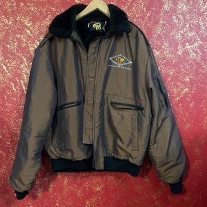KING LOUIE PRO FIT Vintage Iridescence Faux Fur Lining Bomber Jacket XL